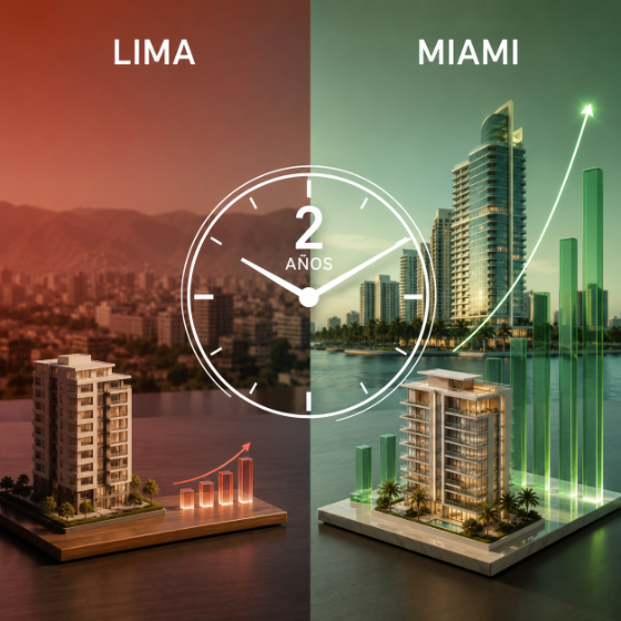 Comparación de plusvalía Lima vs Miami en el tiempo