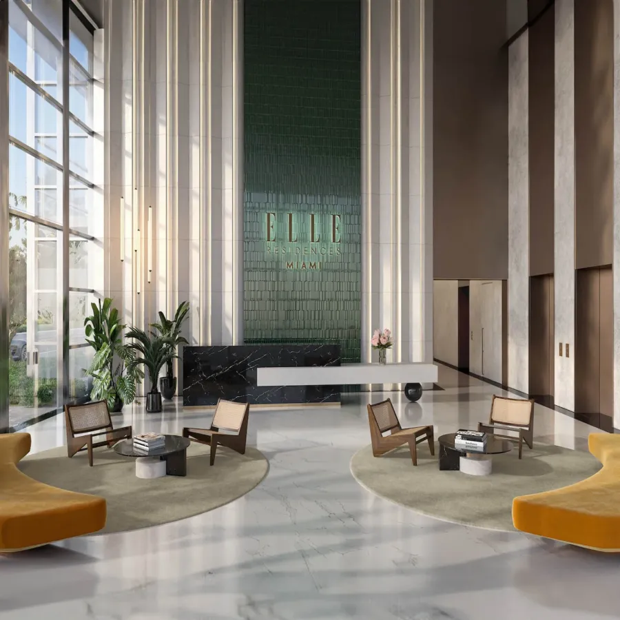Lobby de doble altura de ELLE Residences